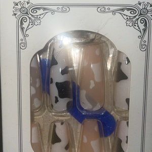 Marble black and white press on nails